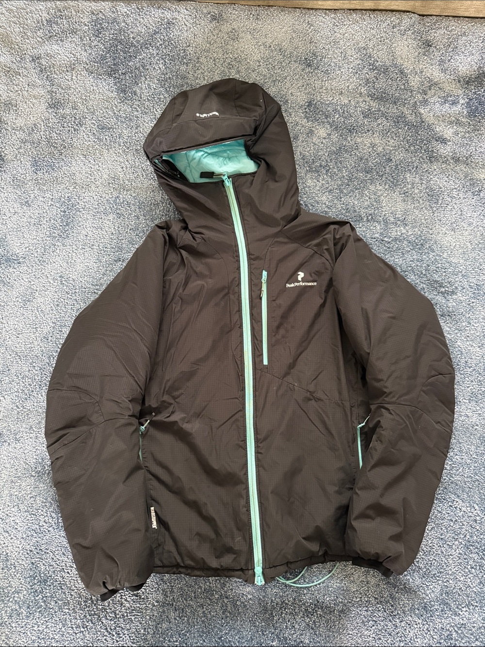Peak Performance Women's Black Ski Jacket with Mint Accents